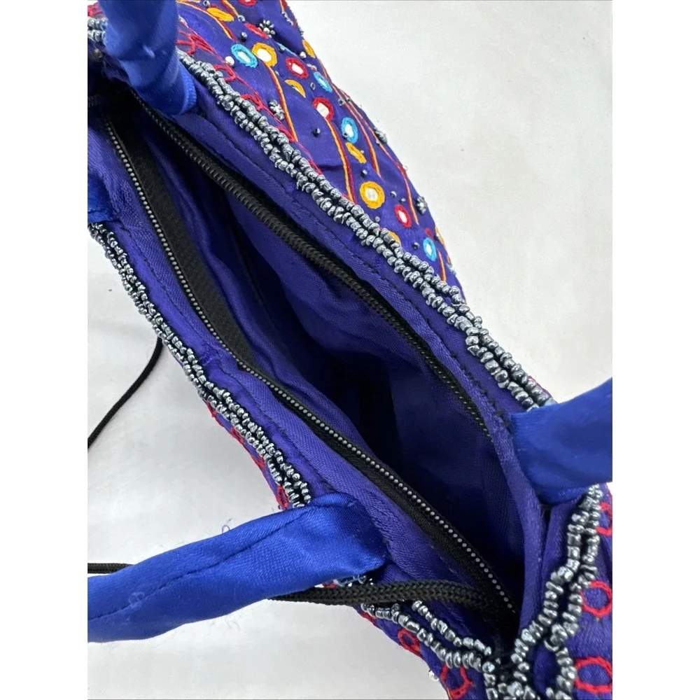 Handmade Bohemian Indian Boho Sequined Embroidered Purple Purse Bag